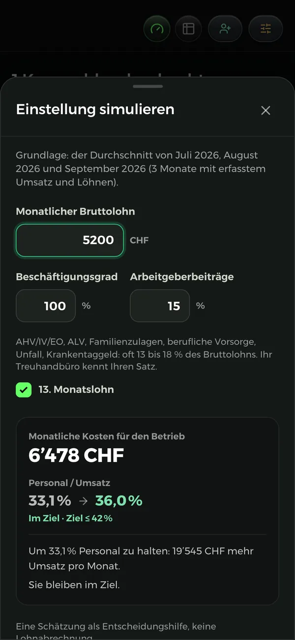 Einstellung simulieren